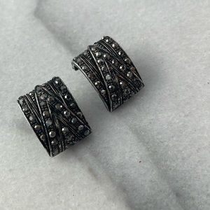 Black Swarovski Clip On Earrings